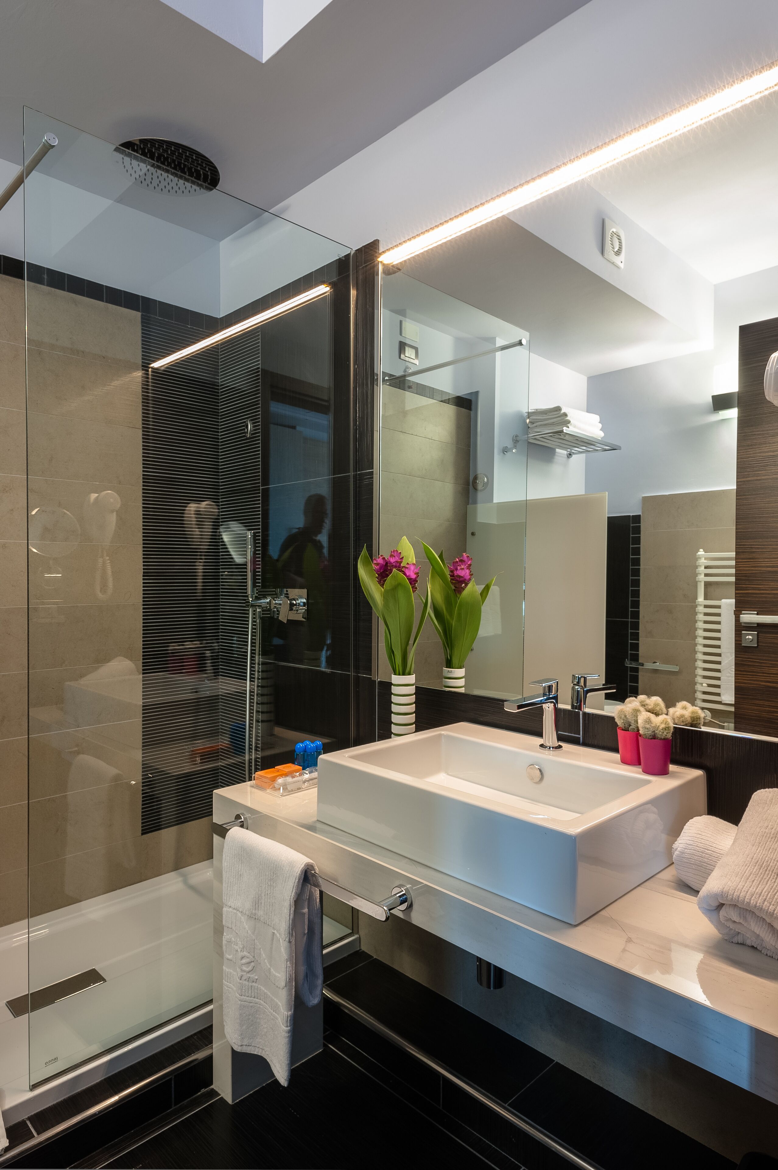 deluxe room, 1 double bed (con balcone) | bathroom | shower, free toiletries, hair dryer, slippers