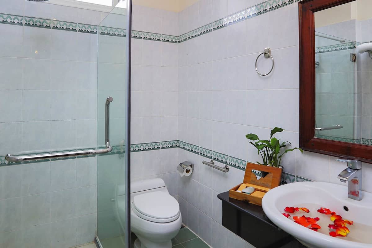 free toiletries, hair dryer, slippers, towels