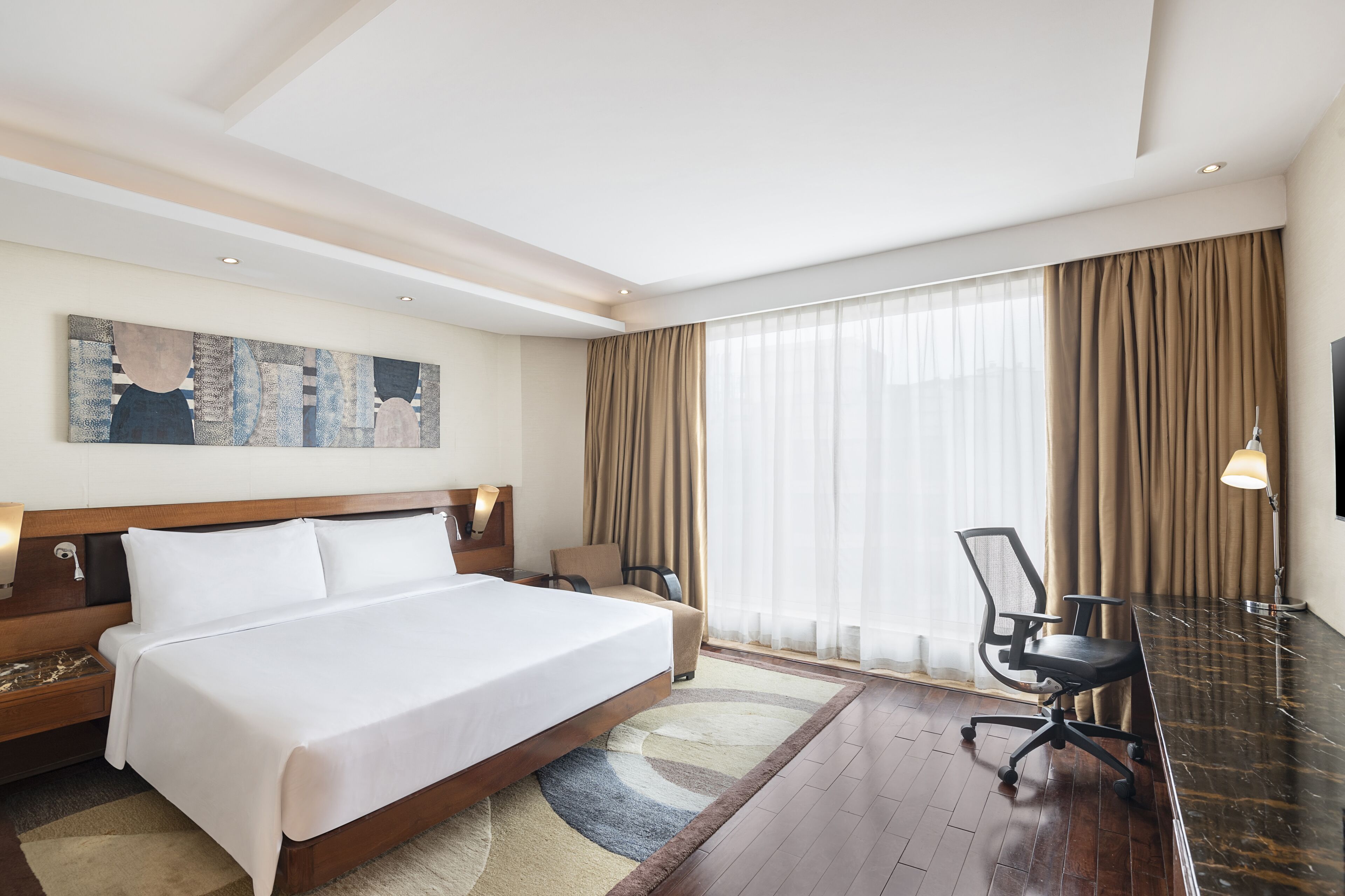 business room | down duvets, memory-foam beds, minibar, in-room safe