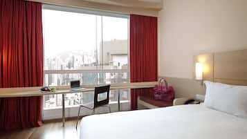 In-room safe, desk, laptop workspace, blackout drapes