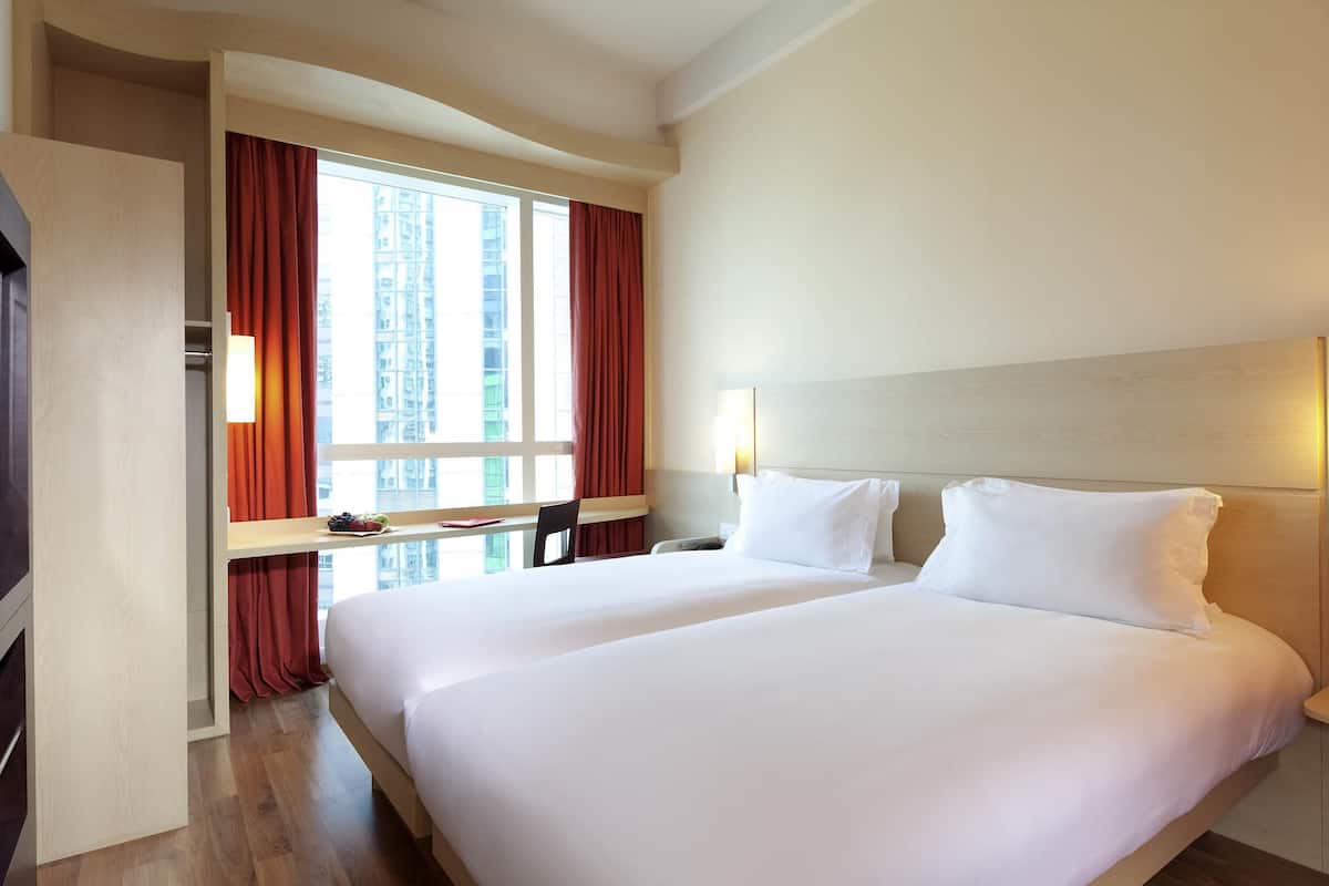 Standard Room, 2 Twin Beds, City View | In-room safe, desk, laptop workspace, blackout drapes