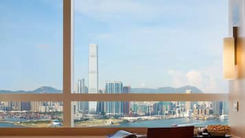 In-room safe, desk, laptop workspace, blackout curtains