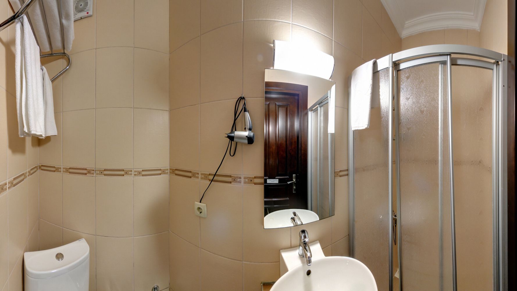 shower, free toiletries, hair dryer, slippers