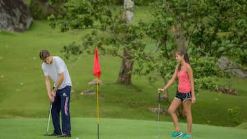 Guests can enjoy a round of golf on our meticulously maintained course.