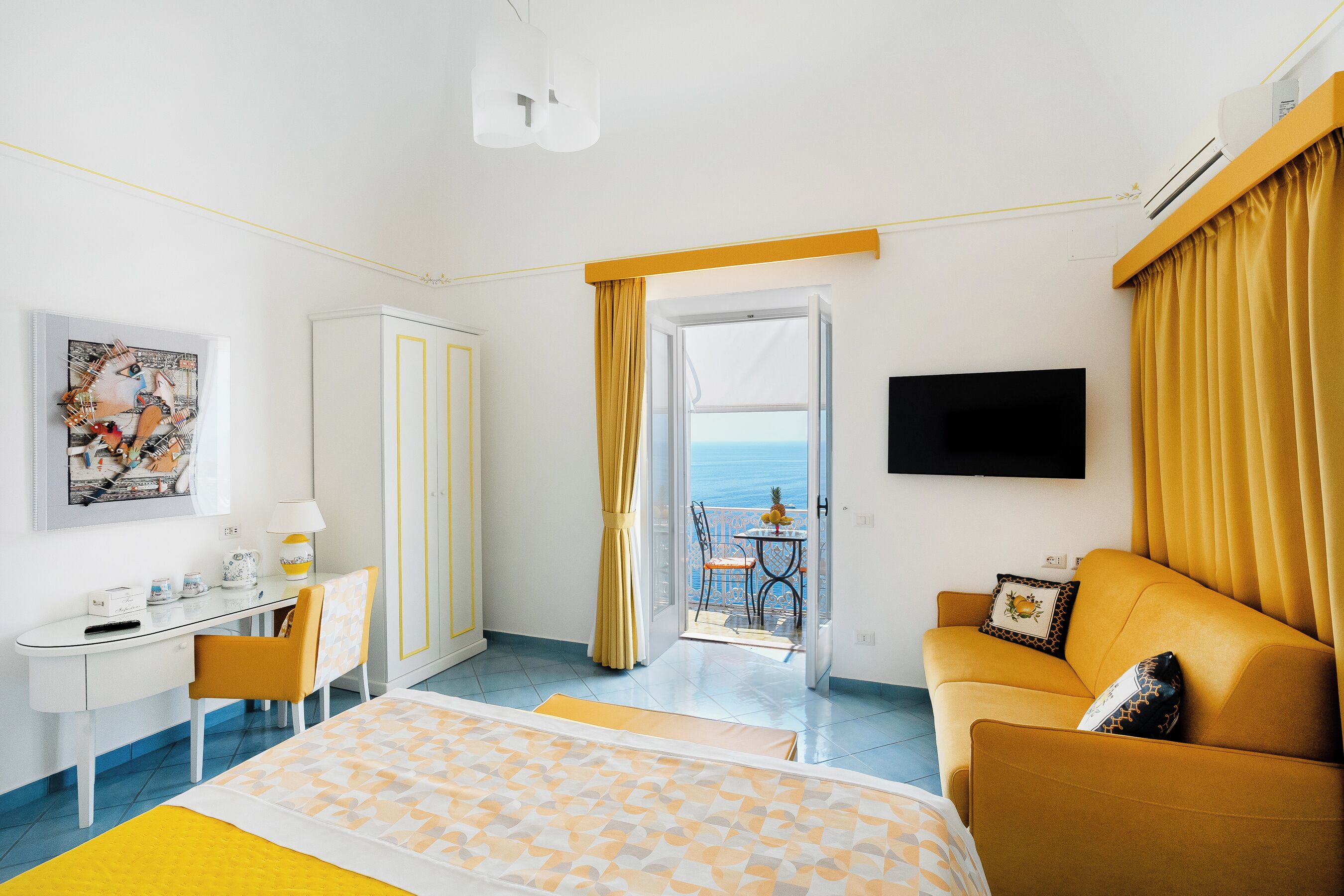 Camera Deluxe, vista mare | Biancheria da letto di alta qualità, una cassaforte in camera