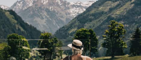 Indoor pool, outdoor pool, pool umbrellas, sun loungers