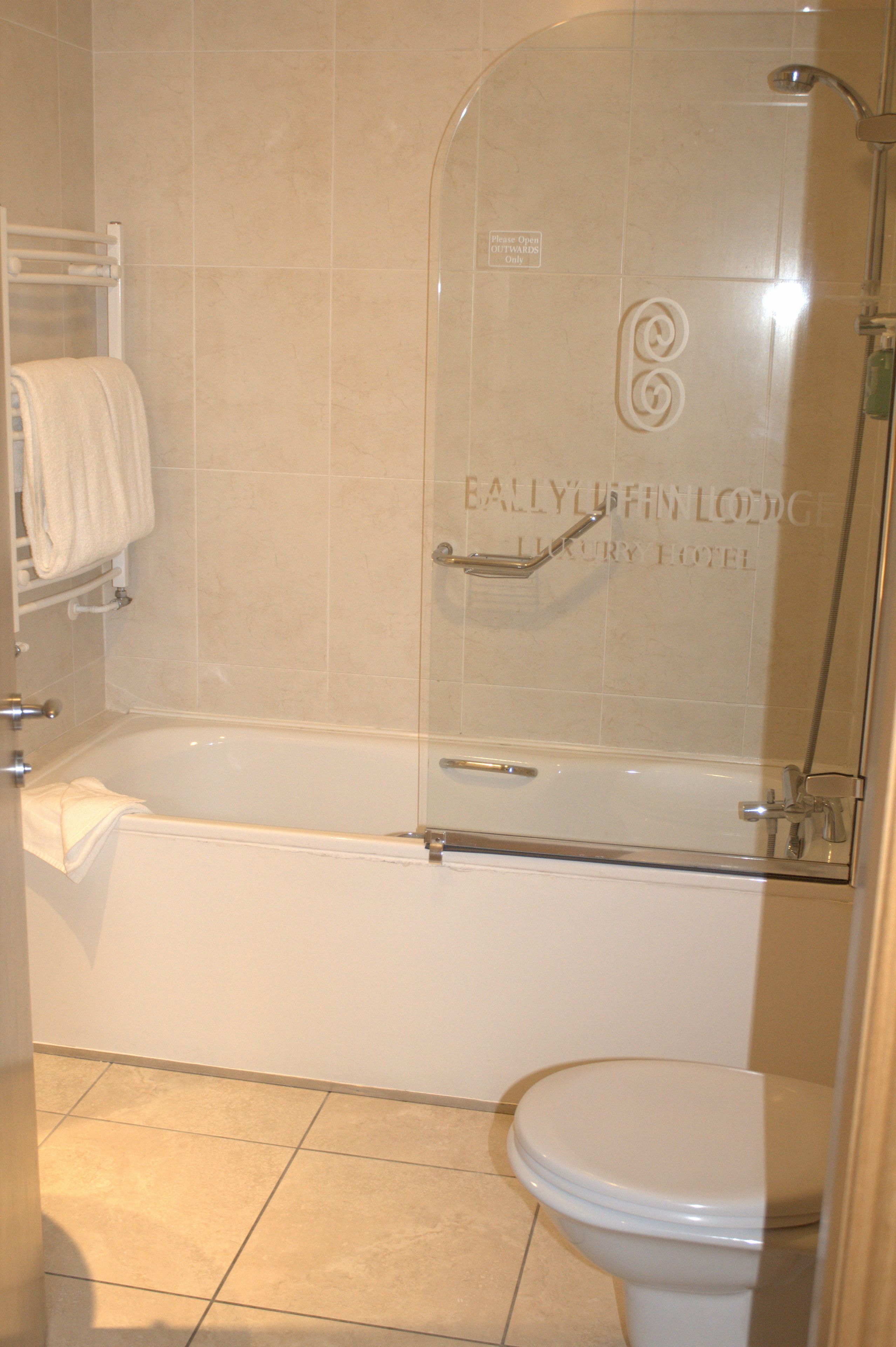 combined shower/bathtub, free toiletries, hair dryer, towels