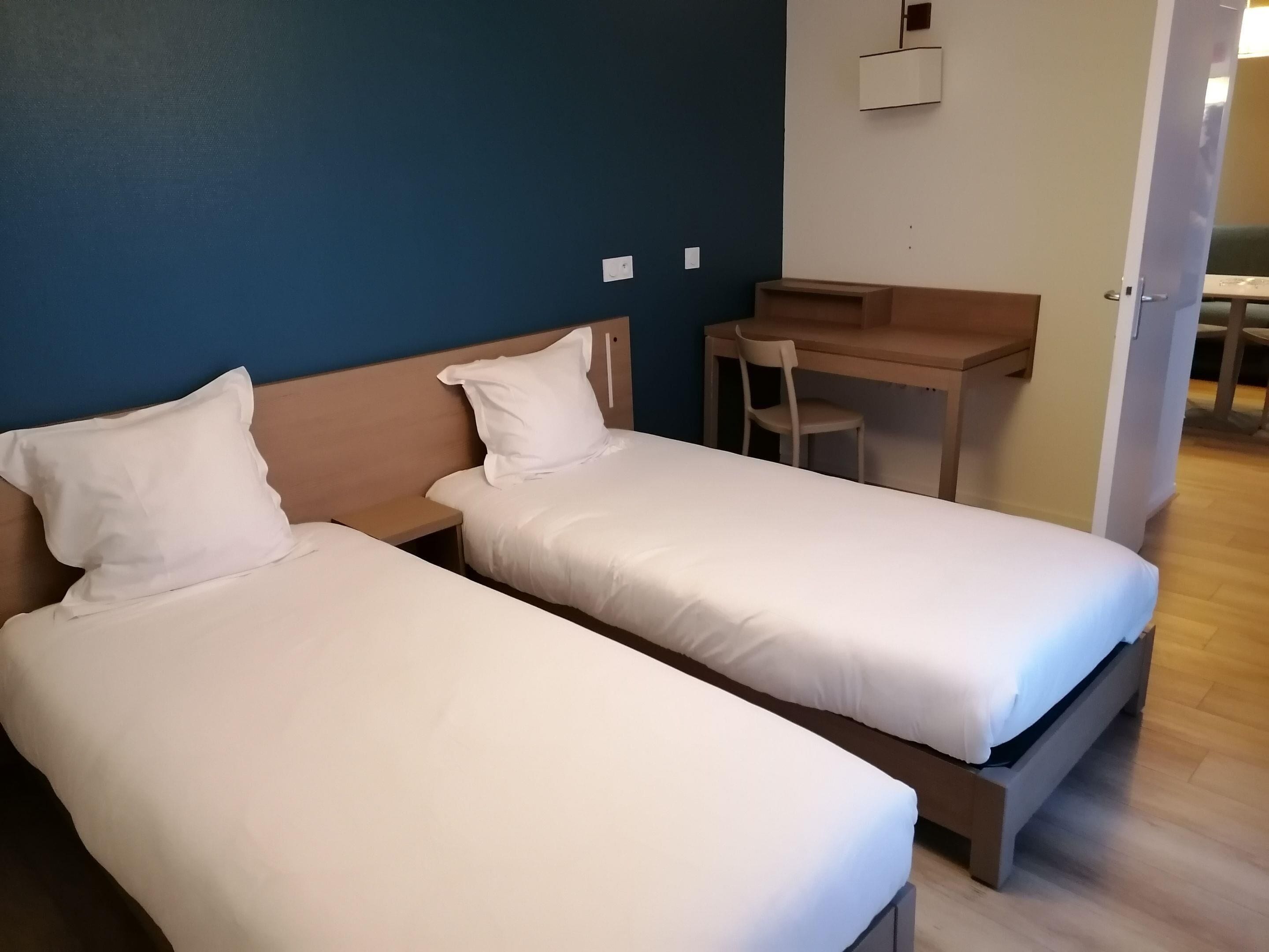 Desk, blackout curtains, soundproofing, iron/ironing board