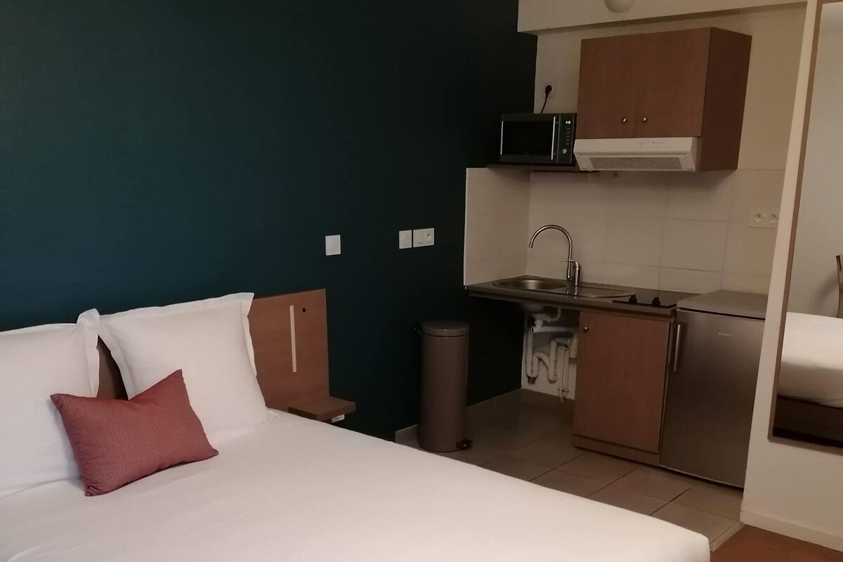 Studio, 1 grand lit, douche accessible en fauteuil roulant