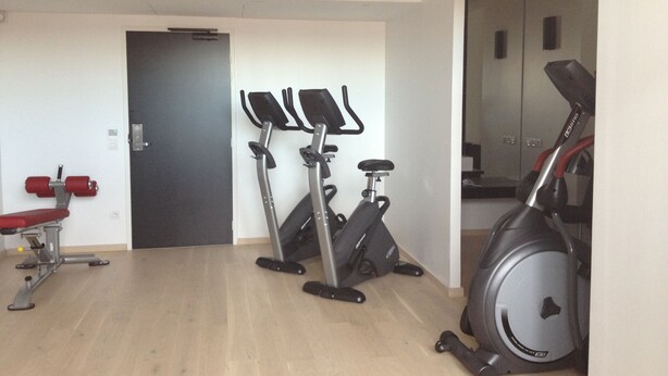 A gym with exercise equipment including a treadmill, stationary bikes, and a rowing machine. - Hotel Mercure Villefranche-sur-Saone (Villefranche-sur-Saône)