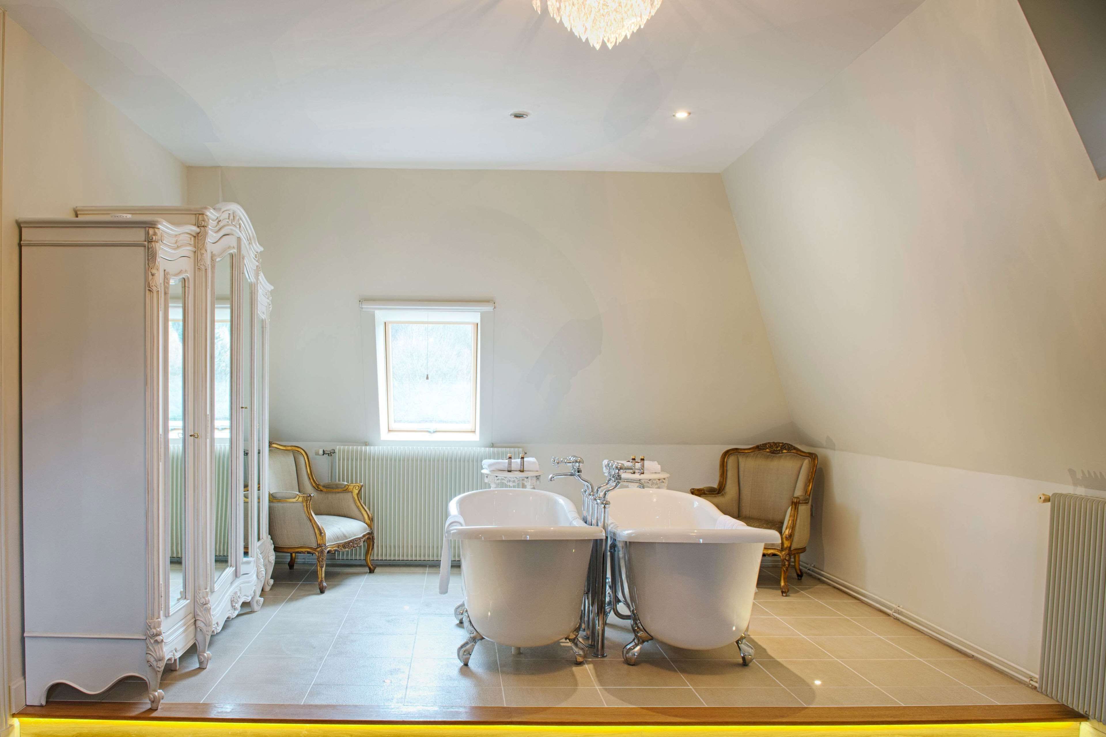 hair dryer, bathrobes, towels