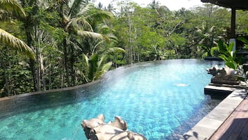 Kolam renang outdoor dan sebuah infinity pool