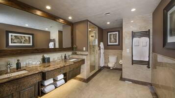 Suite | Bathroom | Designer toiletries, hair dryer, towels