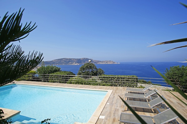Outdoor pool, sun loungers