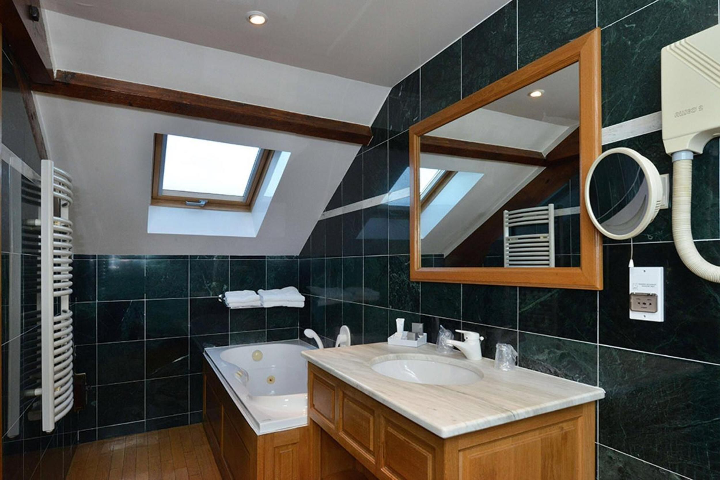 luxury double room | bathroom | hair dryer, bathrobes, towels