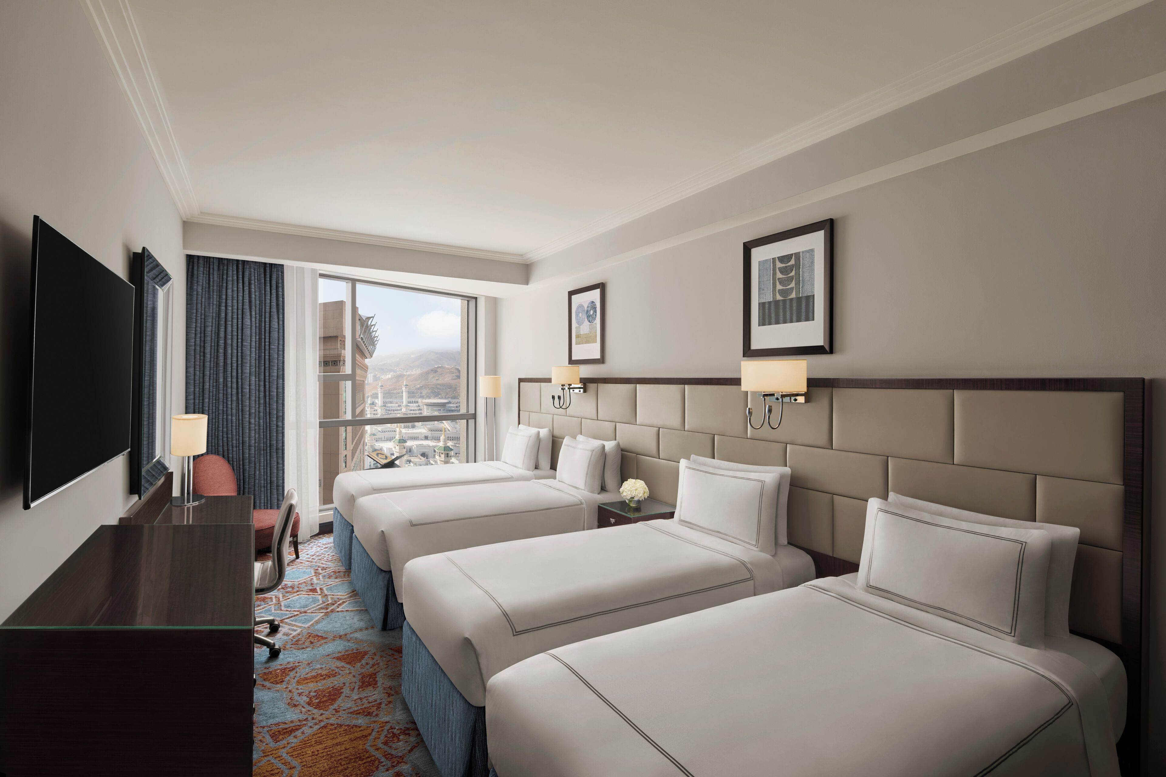 Classic Room (Quad bed, Haram Partial View) | Hypo-allergenic bedding, in-room safe, desk, blackout drapes