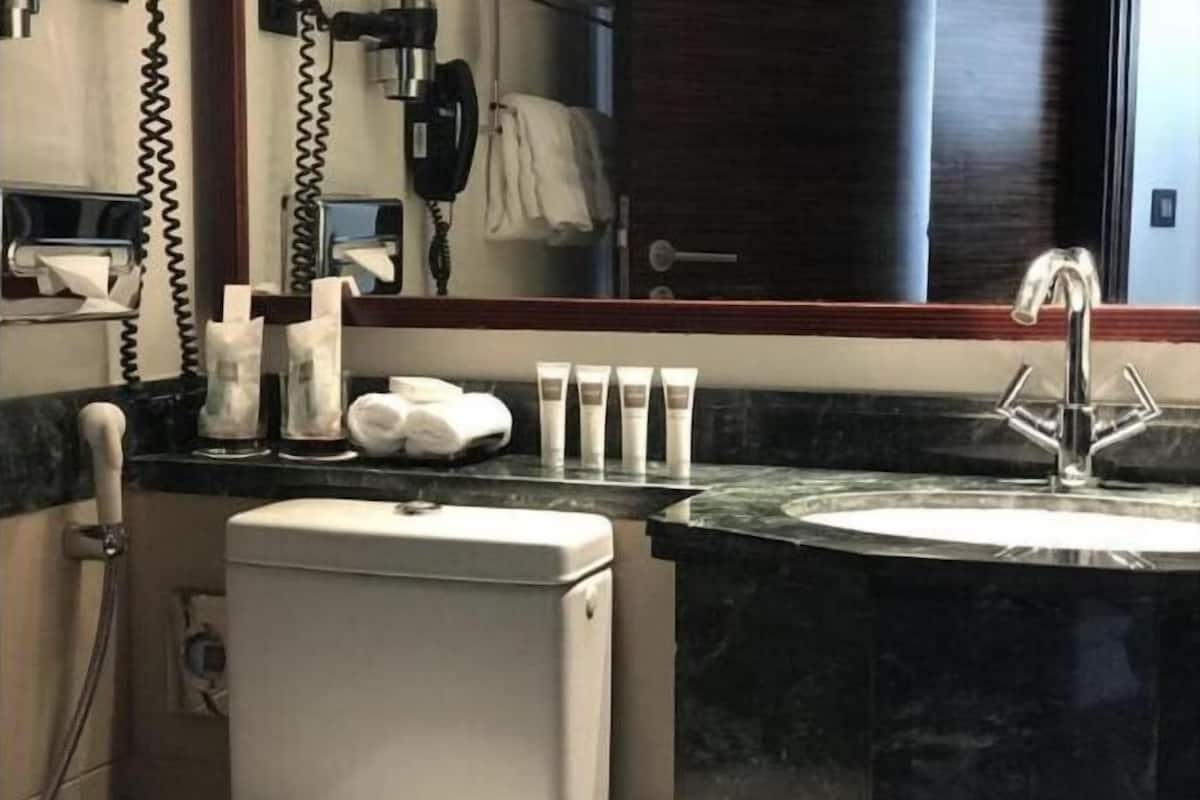 Combined shower/tub, hydromassage showerhead, free toiletries