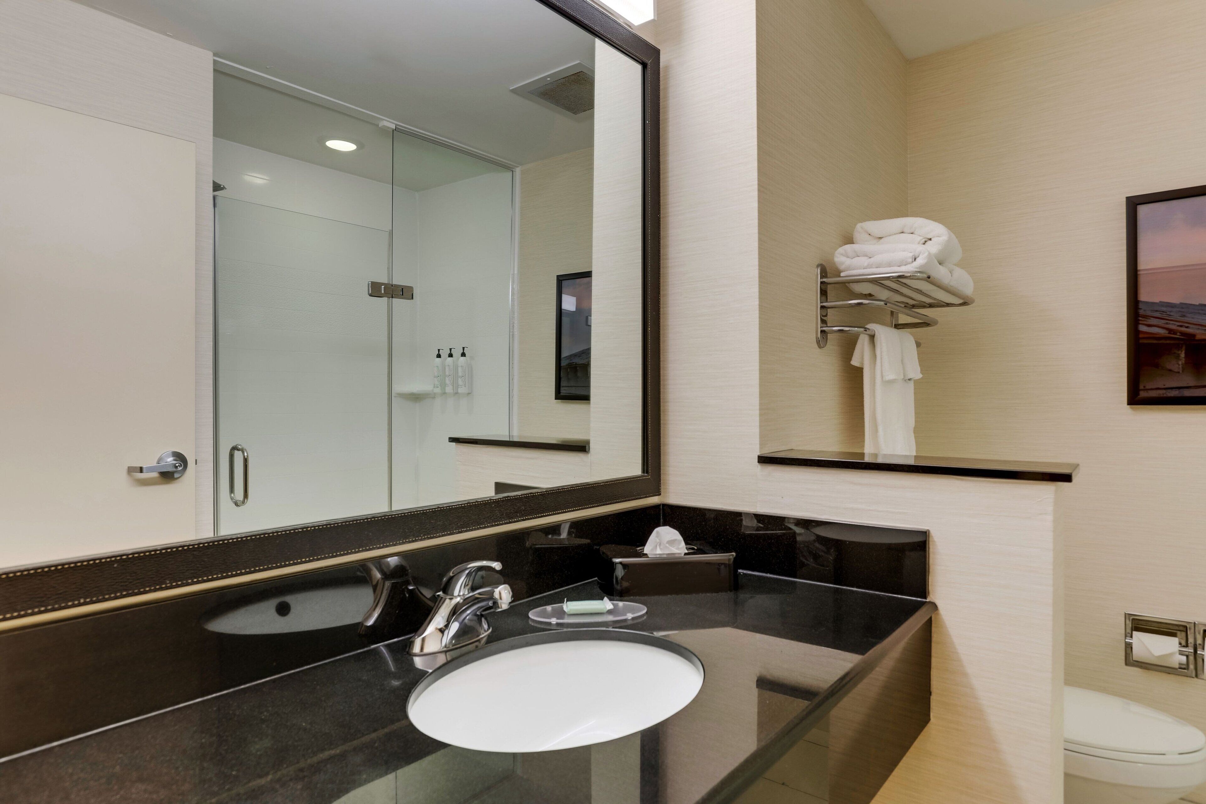 free toiletries, hair dryer, bathrobes, towels