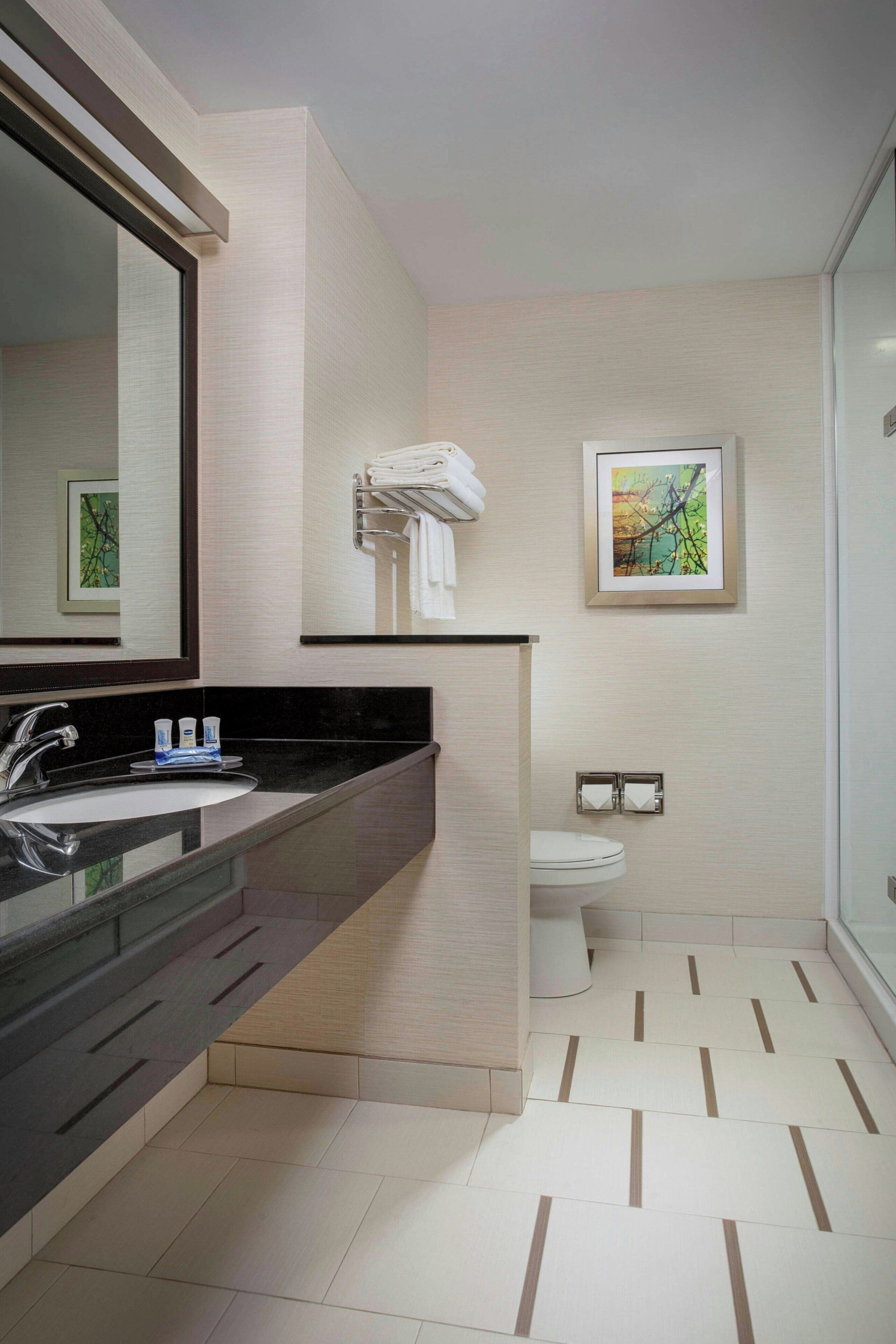 free toiletries, hair dryer, bathrobes, towels