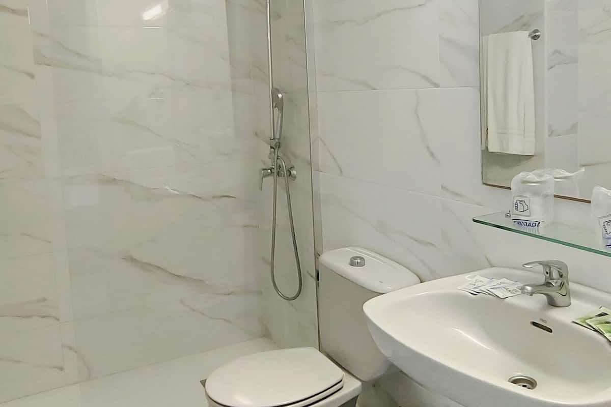 bathtub, jetted bath, hair dryer, bidet