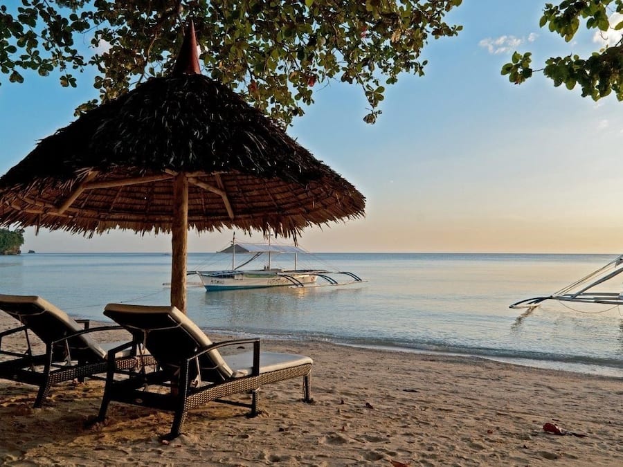On the beach, free beach cabanas, sun-loungers, beach umbrellas
