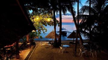 On the beach, free beach cabanas, sun loungers, beach umbrellas