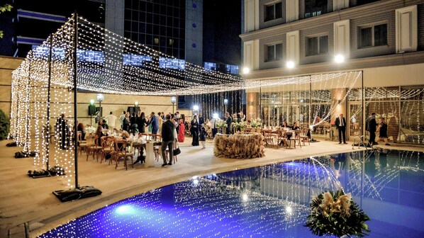 Outdoor banquet area