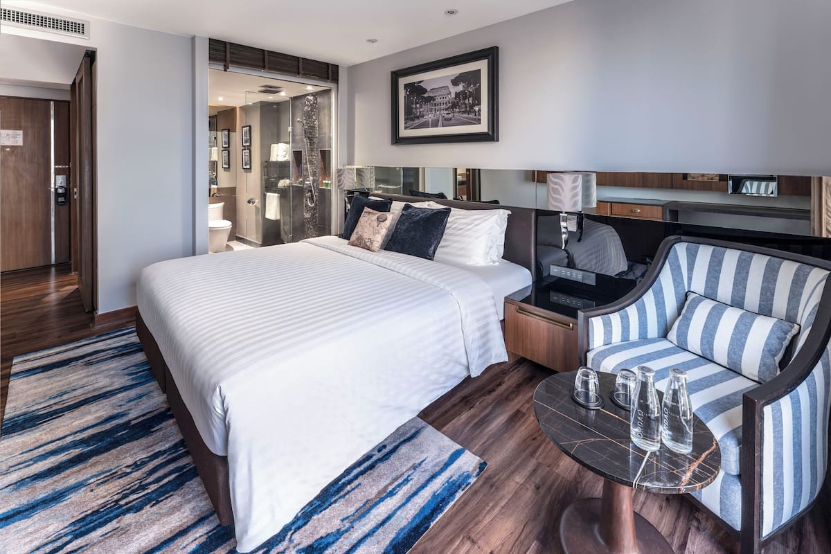 In-room safe, desk, laptop workspace, blackout curtains