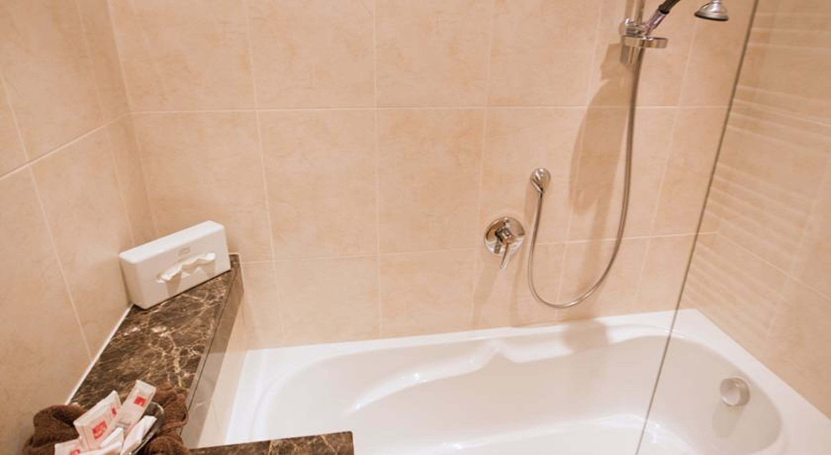 shower, hair dryer, bathrobes, towels