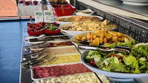 A buffet with various food options including pasta, salads, and seafood. - Albatros Hagia Sophia - Special Class (Istanbul)