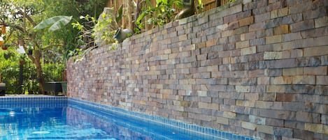 Outdoor pool, pool umbrellas