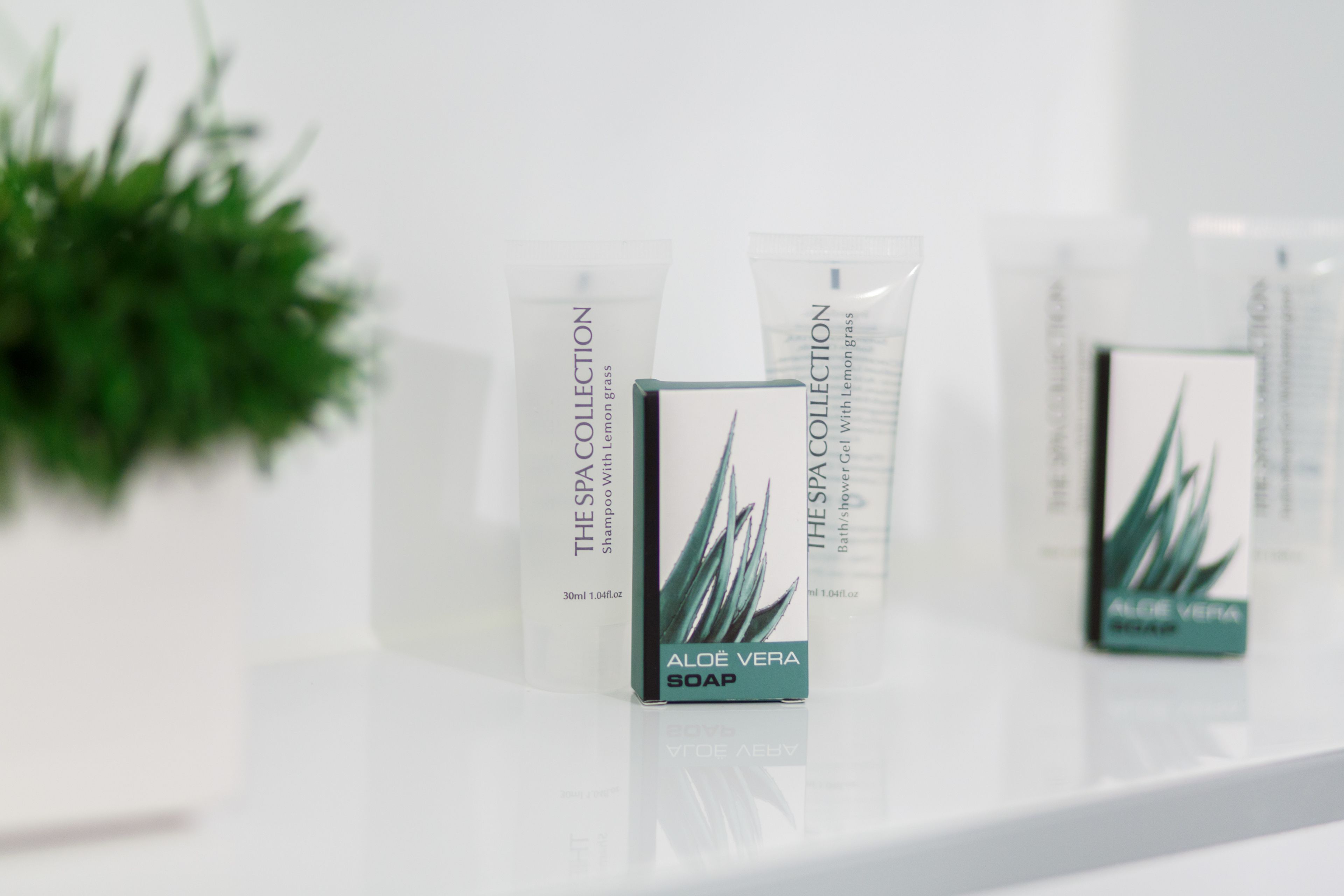 free toiletries, hair dryer, towels