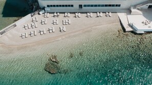 Private beach, sun loungers, beach umbrellas, beach towels