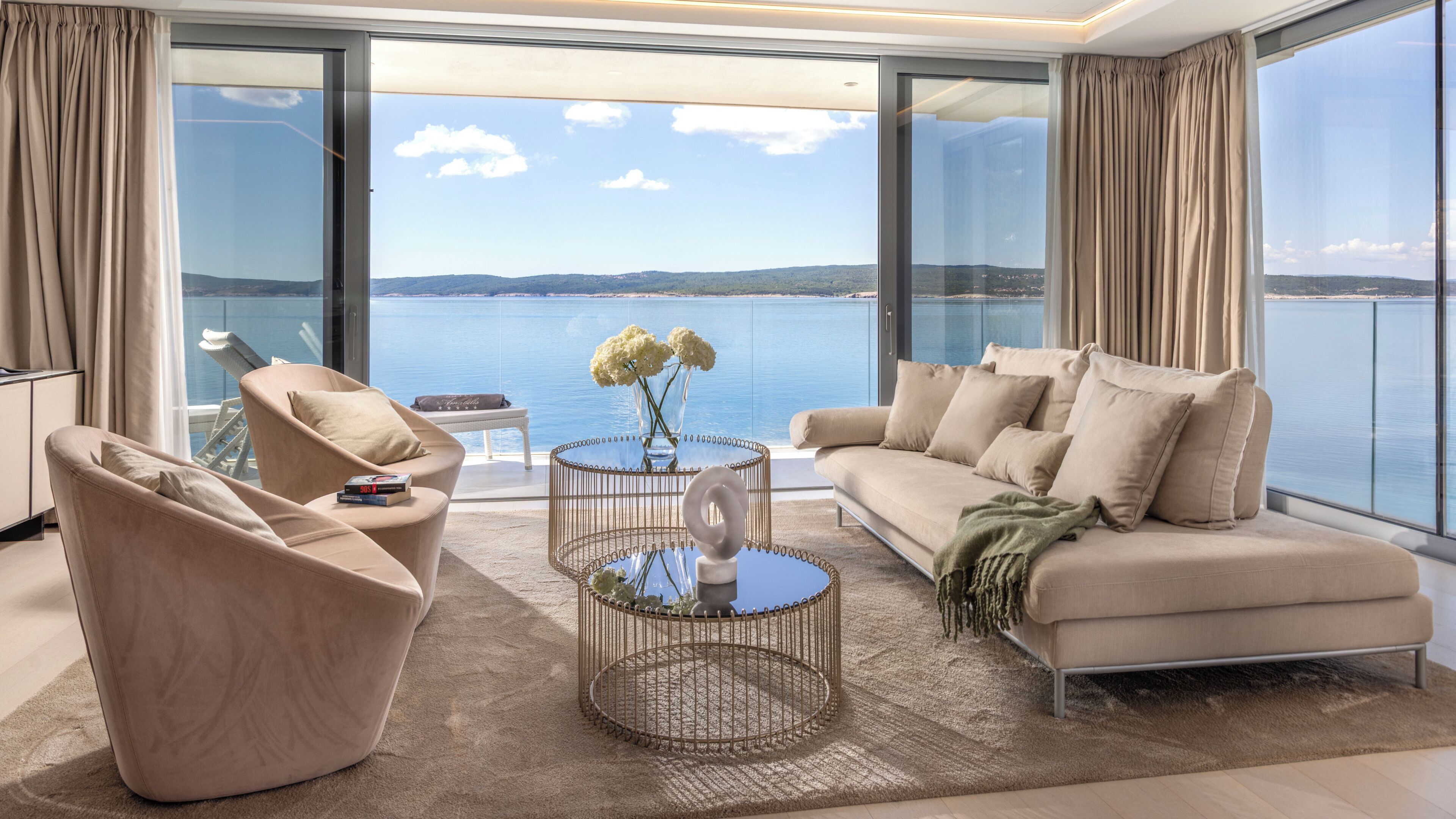 Executive Apartment, 2 Bedrooms, Sea View | Living area | 61-cm TV with satellite channels