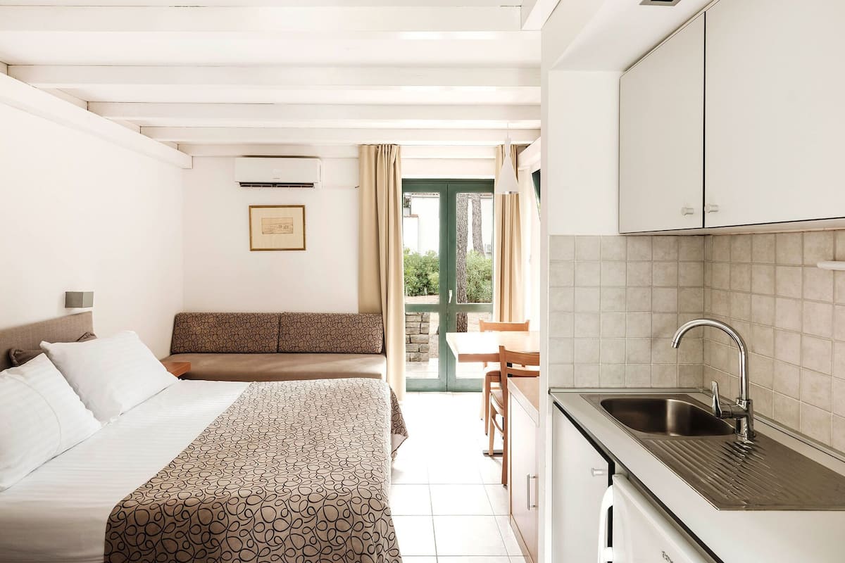 Essential Studio Apartment for 2+1 persons | Pengeskab på værelset, skrivebord, mørklægningsgardiner