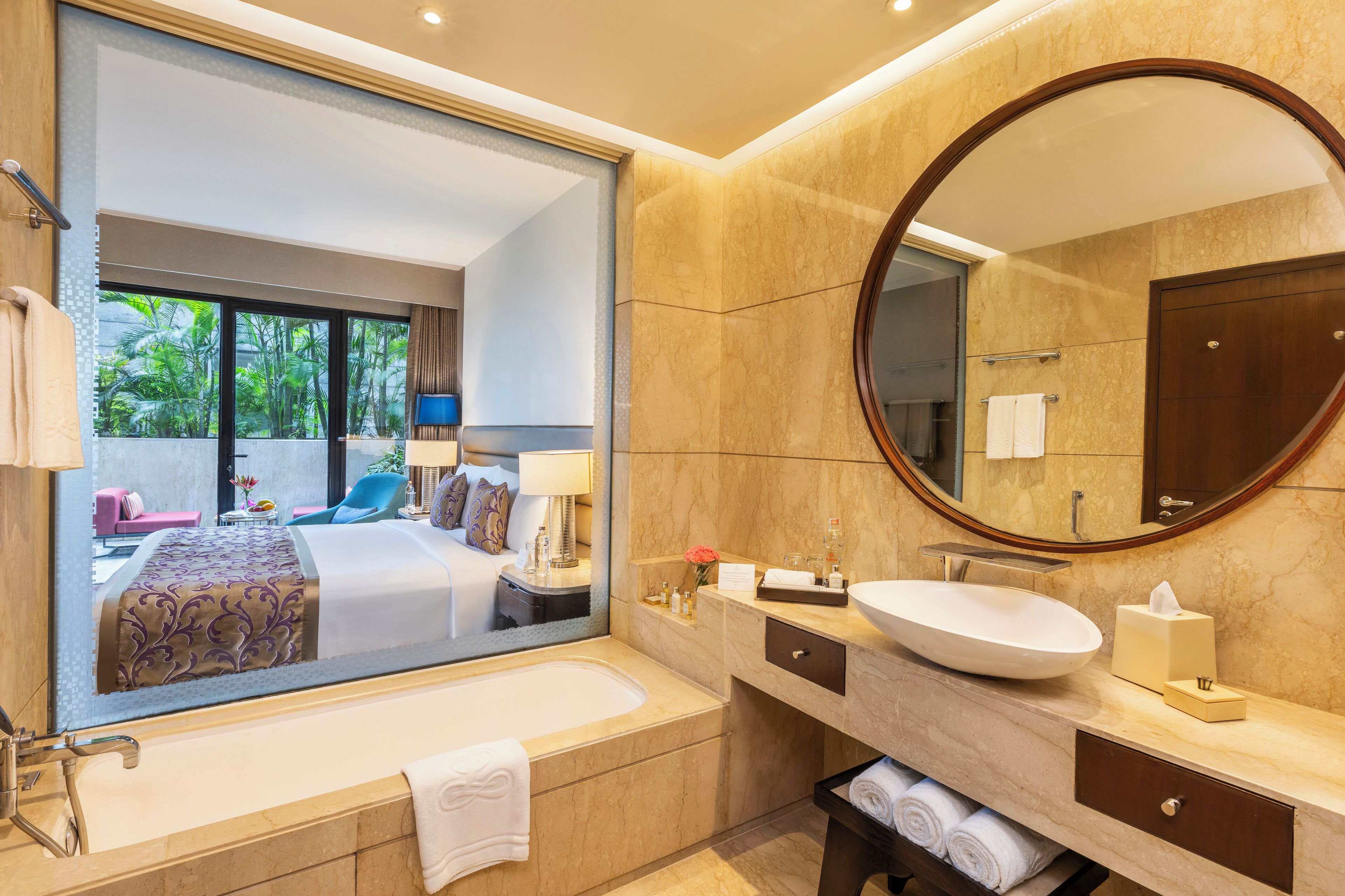deluxe room, balcony | bathroom | separate bathtub and shower, deep-soaking bathtub, designer toiletries