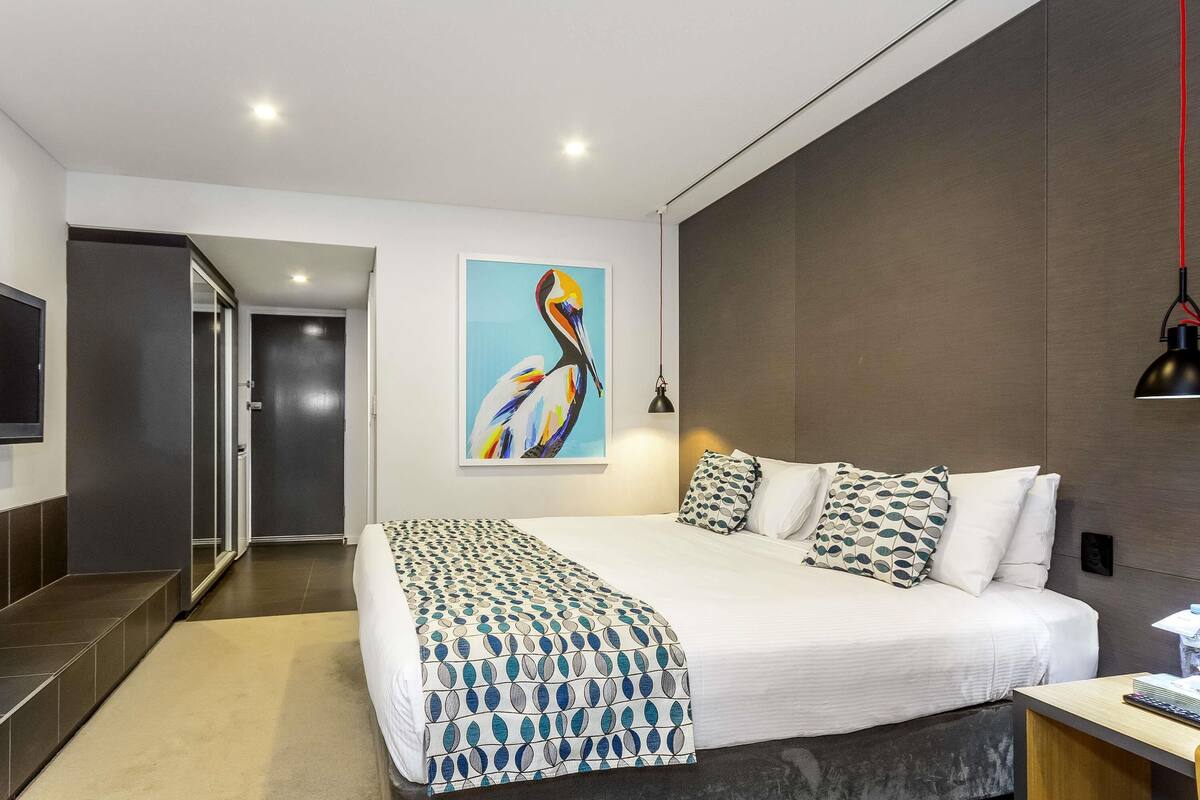 minibar, desk, laptop workspace, iron/ironing board