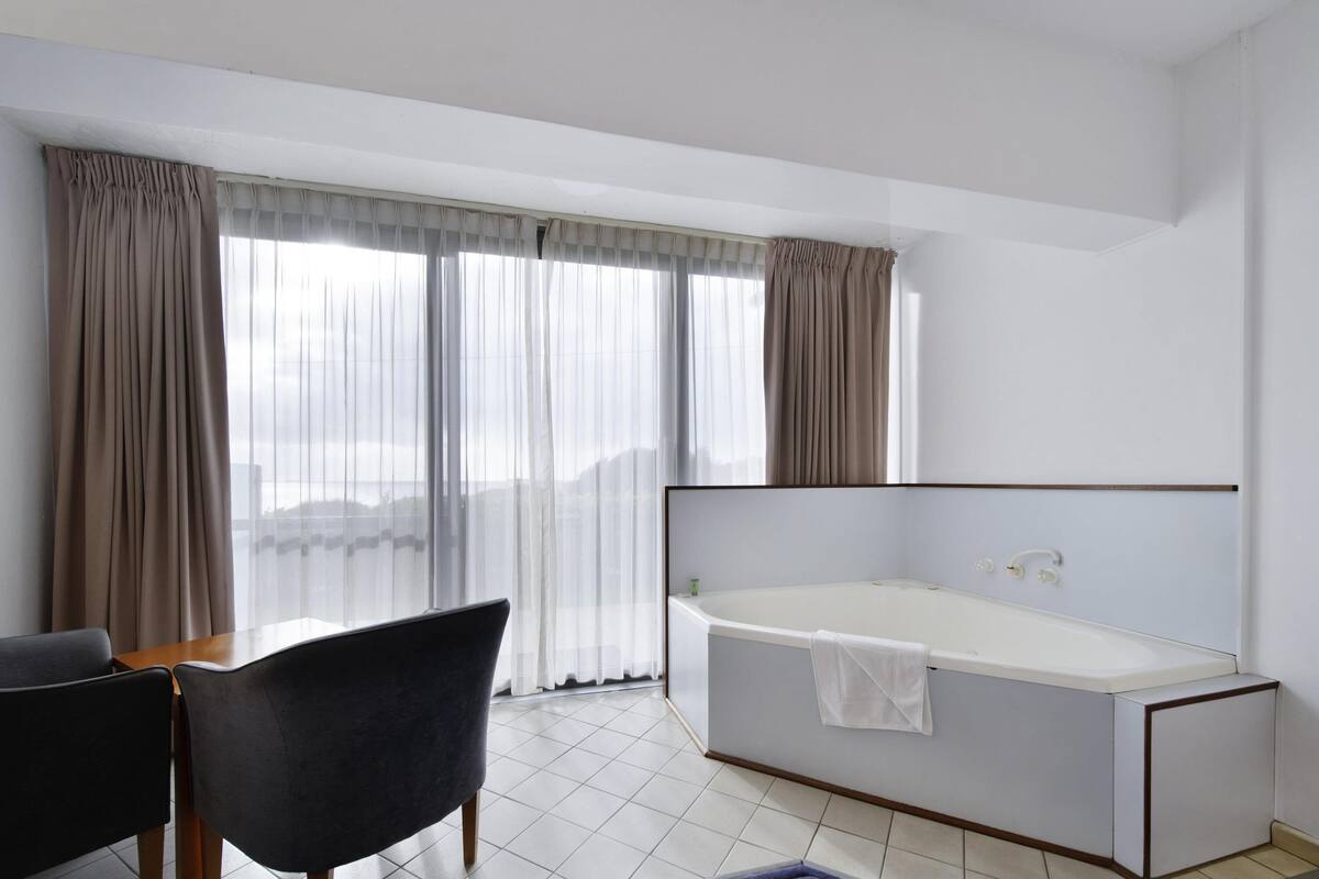 minibar, desk, laptop workspace, iron/ironing board