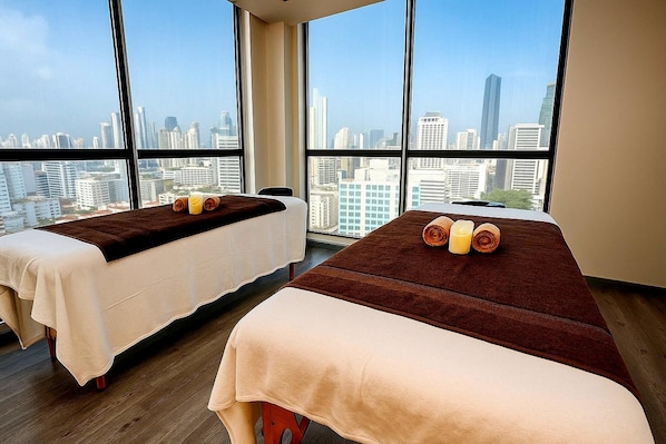 Body treatments, hot stone massages, body scrubs, facials, massages