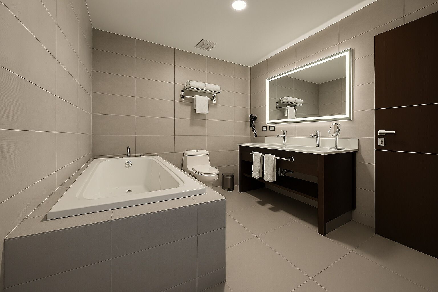 premium studio suite, 1 king bed, non smoking | bathroom | shower, eco-friendly toiletries, hair dryer, towels