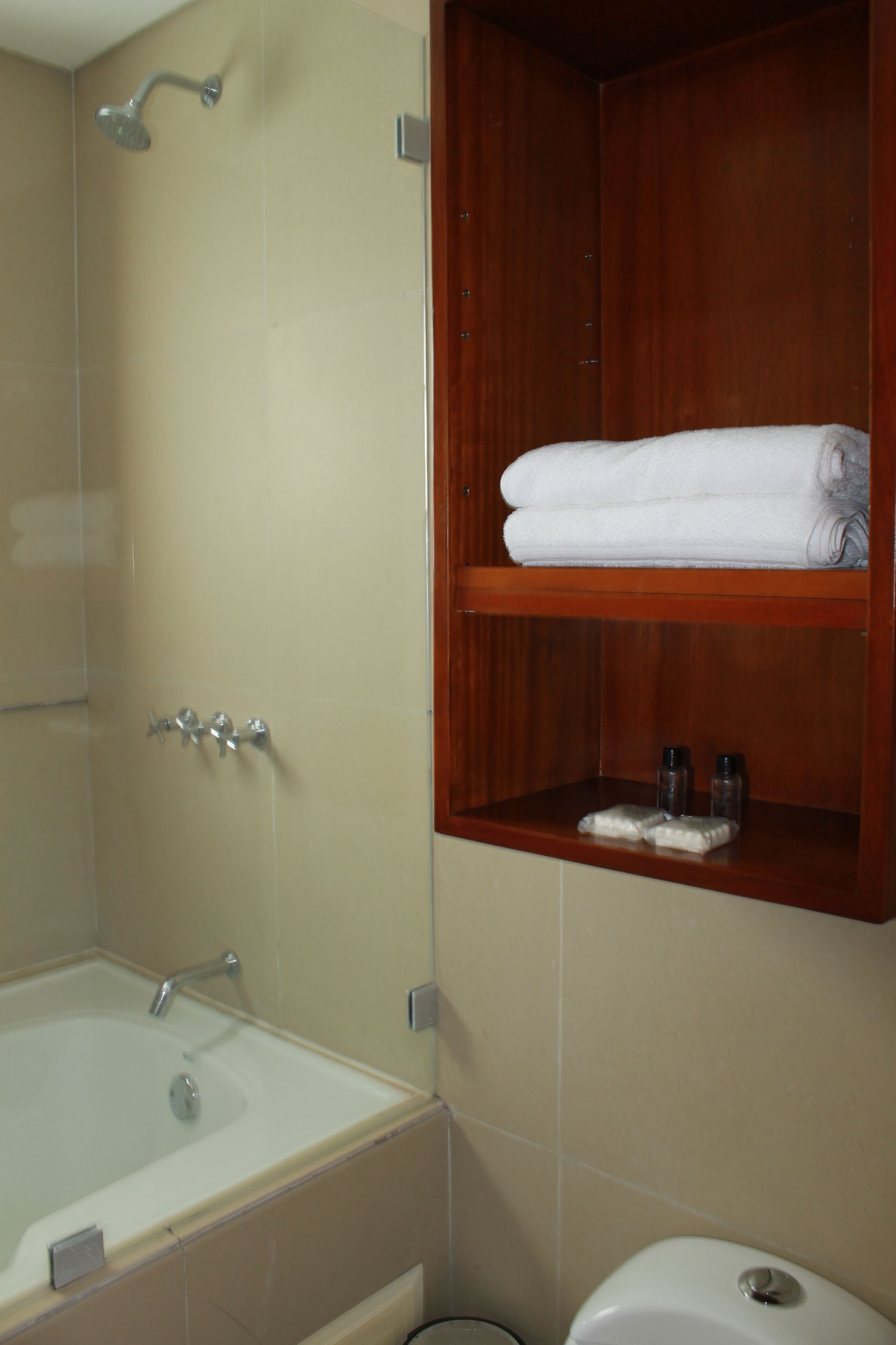 Kombinasi shower/bathtub dan perlengkapan mandi gratis