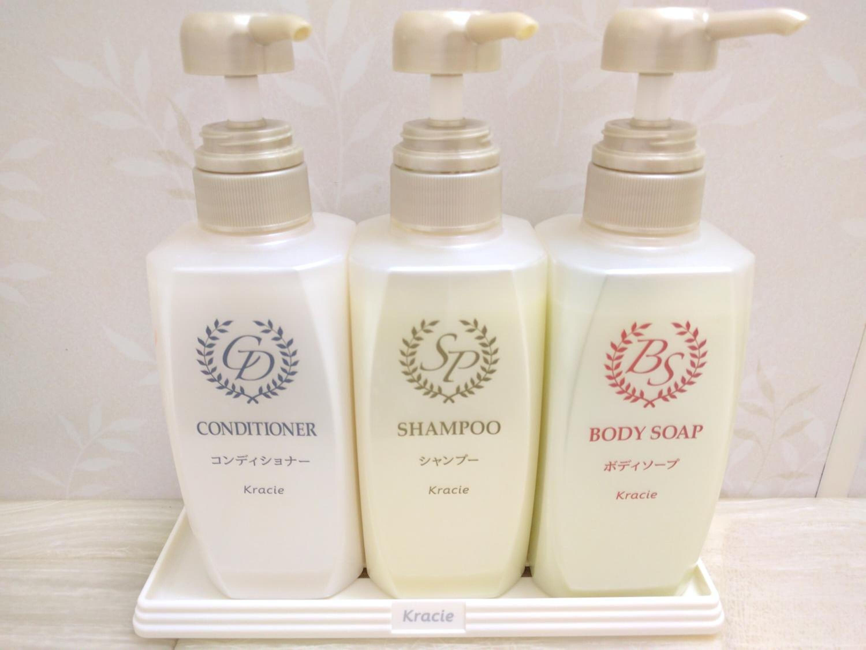Combined shower/tub, free toiletries, hair dryer, slippers