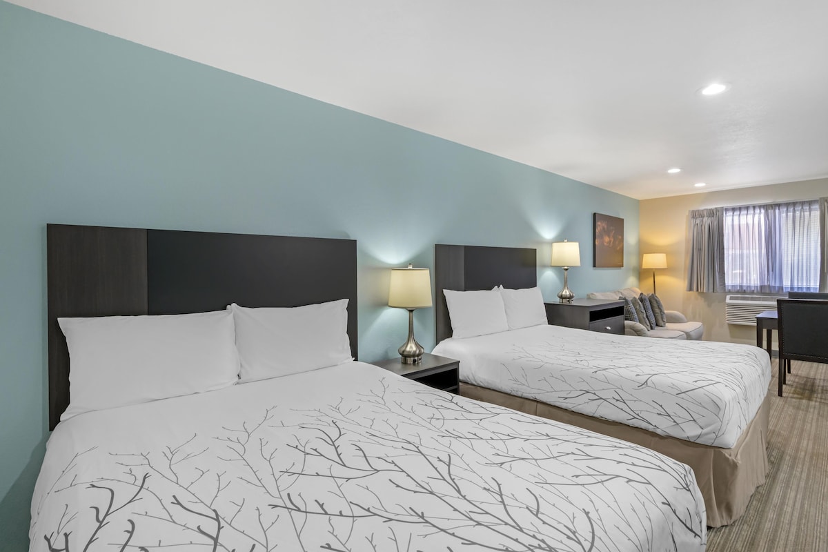Standard Room, 2 Queen Beds, Accessible, Refrigerator & Microwave | Iron/ironing board (on request), WiFi (free), bed sheets