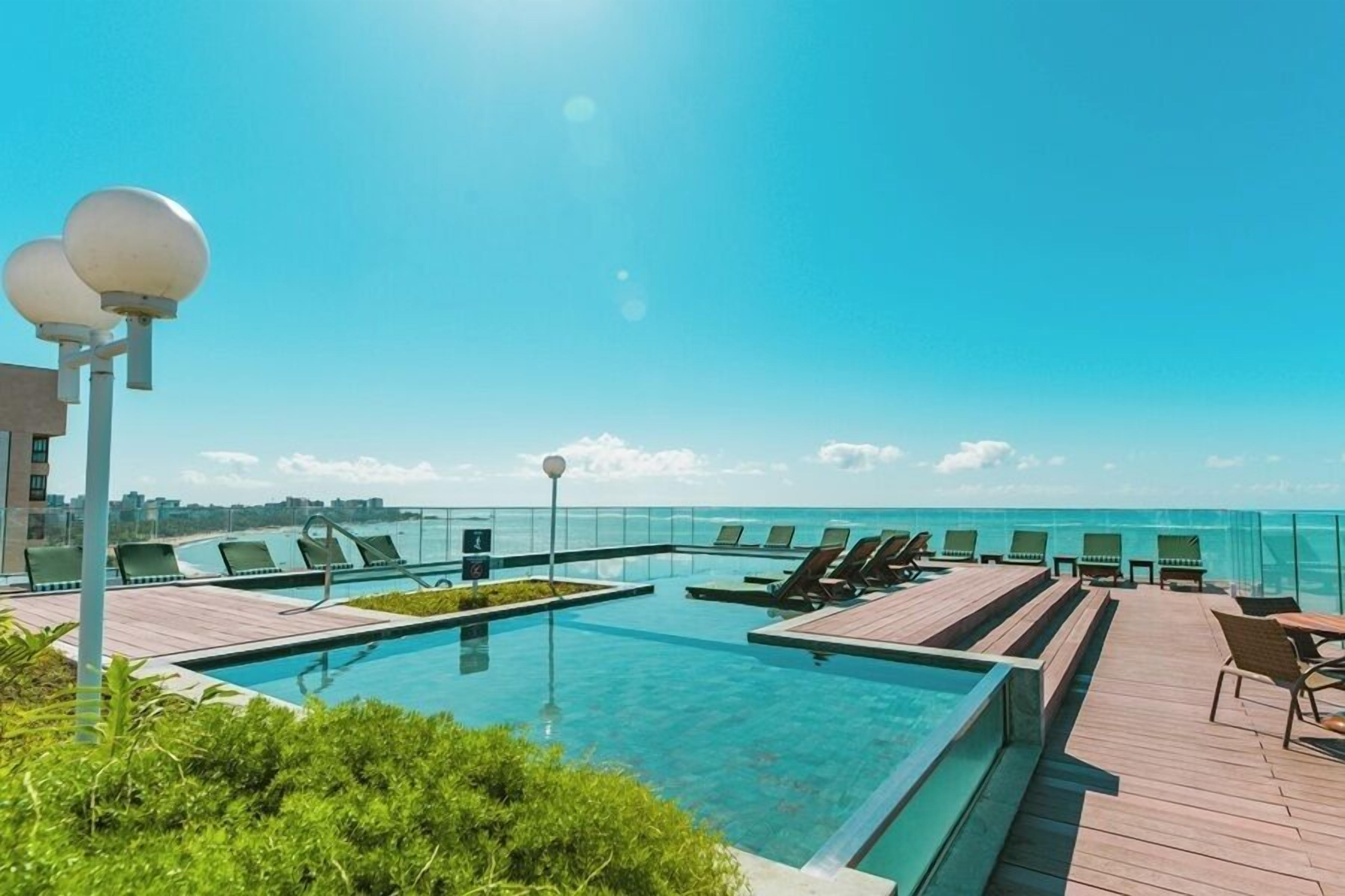 outdoor pool, pool loungers