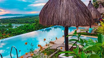 Outdoor pool, sun loungers