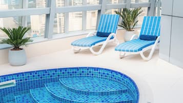 Outdoor pool, sun loungers