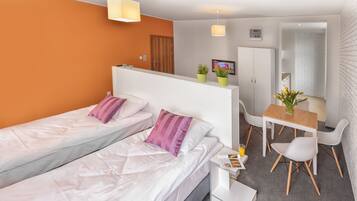 Estúdio (for 4 people) | 1 quarto, roupas de cama premium, quartos à prova de som