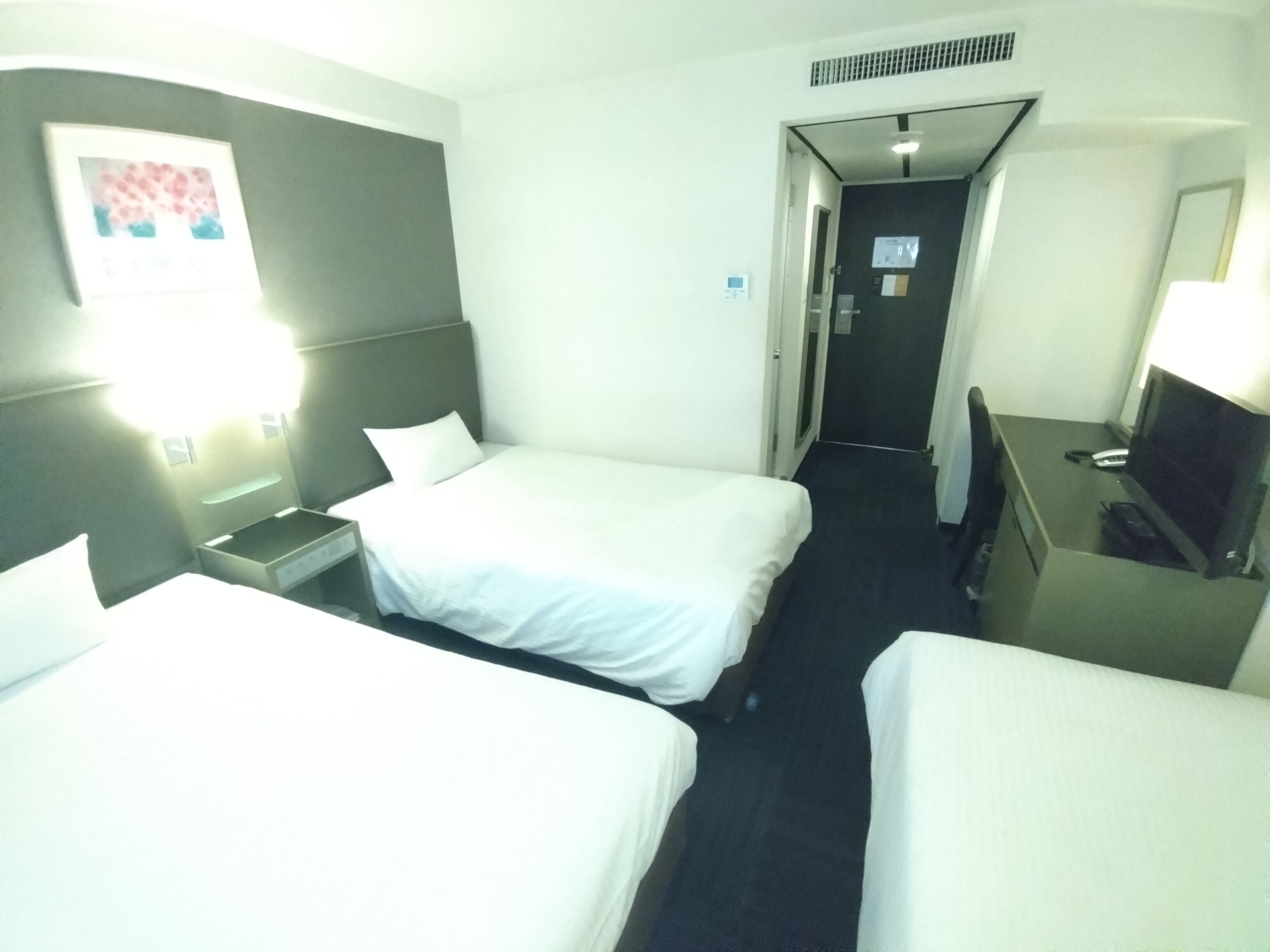 Desk, blackout curtains, iron/ironing board (on request), free WiFi