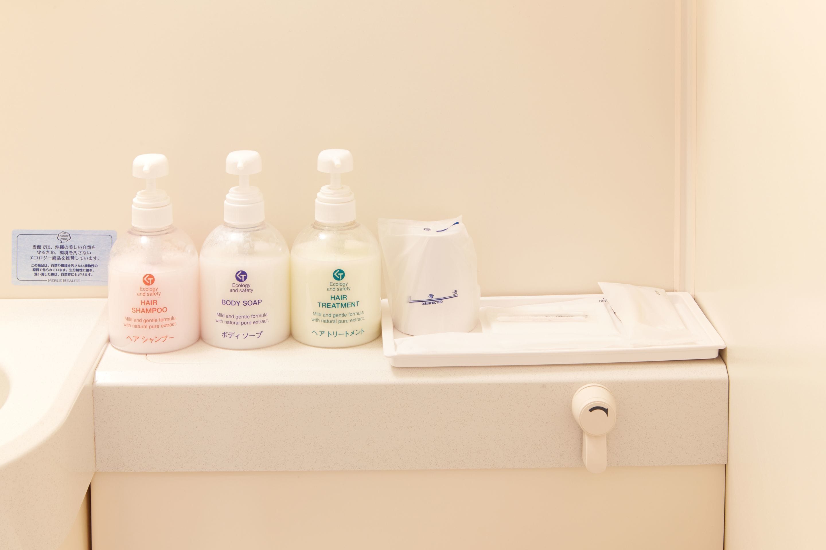 combined shower/bathtub, free toiletries, hair dryer, bidet