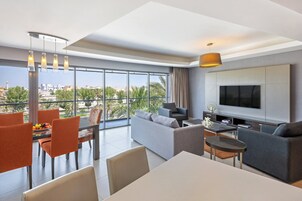 32-inch flat-screen TV with satellite channels